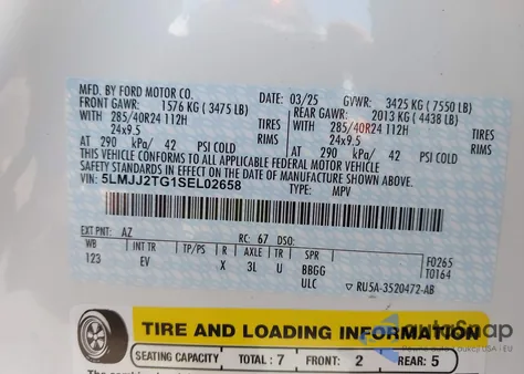 2025 Lincoln Navigator Black Label из США, поврежденный, VIN 5LMJJ2TG1SEL02658